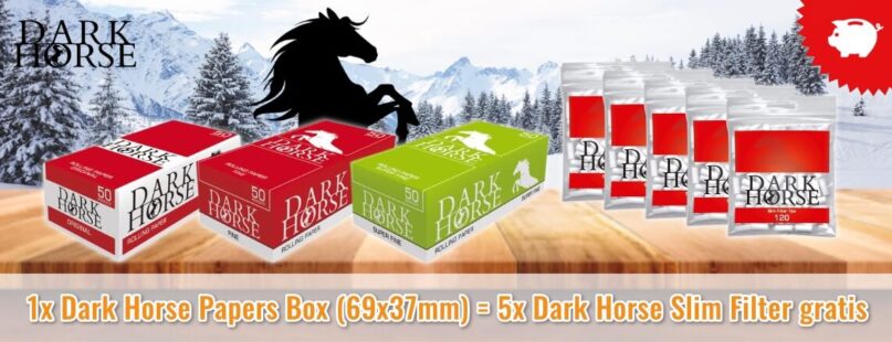 1x Dark Horse Papers Box (69x37mm) = 5x Dark Horse Slim Filter gratis
