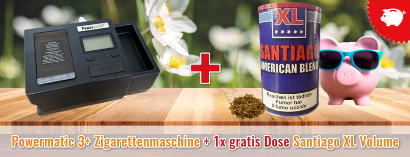 Powermatic 3+ Zigarettenmaschine + 1x gratis Dose Santiago XL Volume