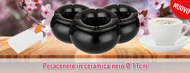 Posacenere in ceramica nero ⌀ 11 cm