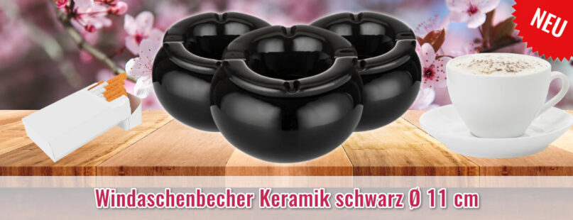 Windaschenbecher Keramik schwarz ⌀ 11 cm