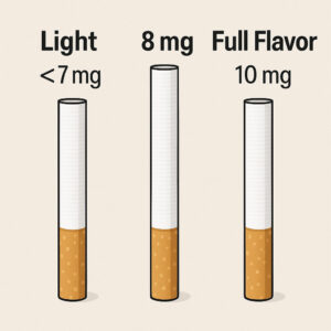 Light < 7 mg, 8 mg, Full Flavor 10 mg