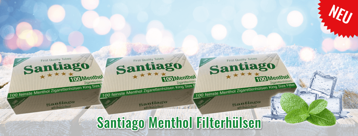 Neu - Santiago Menthol Filterhülsen