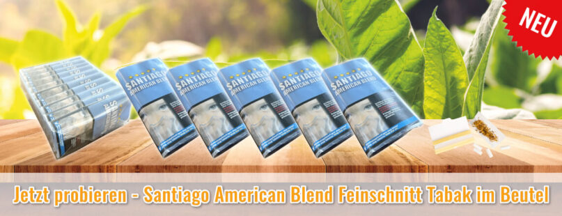 Jetzt probieren - Santiago American Blend Feinschnitt Tabak im Beutel